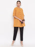 Mustard Cotton Woven Design Gathered Tunic